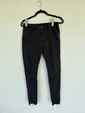 AG “The Farrah” Black Distressed Skinny Jeans